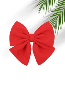 1pc Solid Color Fabric Bow Hair Clip, Large Matte Linen Texture Bow Hair Clip, Sweet Daily Children's Hair Accessory - Multicolor - View 7