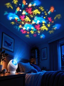 1pc Dynamic Ocean Projection Night Light, LED Decorative Lighting Projector, 360 Degree Rotating Table Lamp, Multi-Angle Projection Light, USB Powered, Indoor Space, Living Room Etc. Soft Light Dynamic Ambient Lighting Lamp - Multicolor - View 2