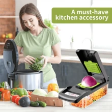 16-In-1 Multi-Function Kitchen Vegetable Cutter Set, Equipped With Multi-Function Cutting, Slicing, Dicing And Pressing Tools. Equipped With Transparent Vegetable Box, Drainage Basket And Hand Guard, Labor-Saving And Easy To Clean. It Is A Great Helper For Kitchen Cutting And Easy Storage Of Household Vegetable Cutting Tools, Cucumber - Multicolor - View 11