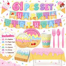 Ice Cream Theme Party, Tableware Set, Decoration Set, Newborn Party, Birthday Party, Photography Studio Decor Props, Halloween Tableware, Christmas Tableware, New Year Tableware, Holiday Tableware, Disposable Tableware, Disposable Cookware - View 16
