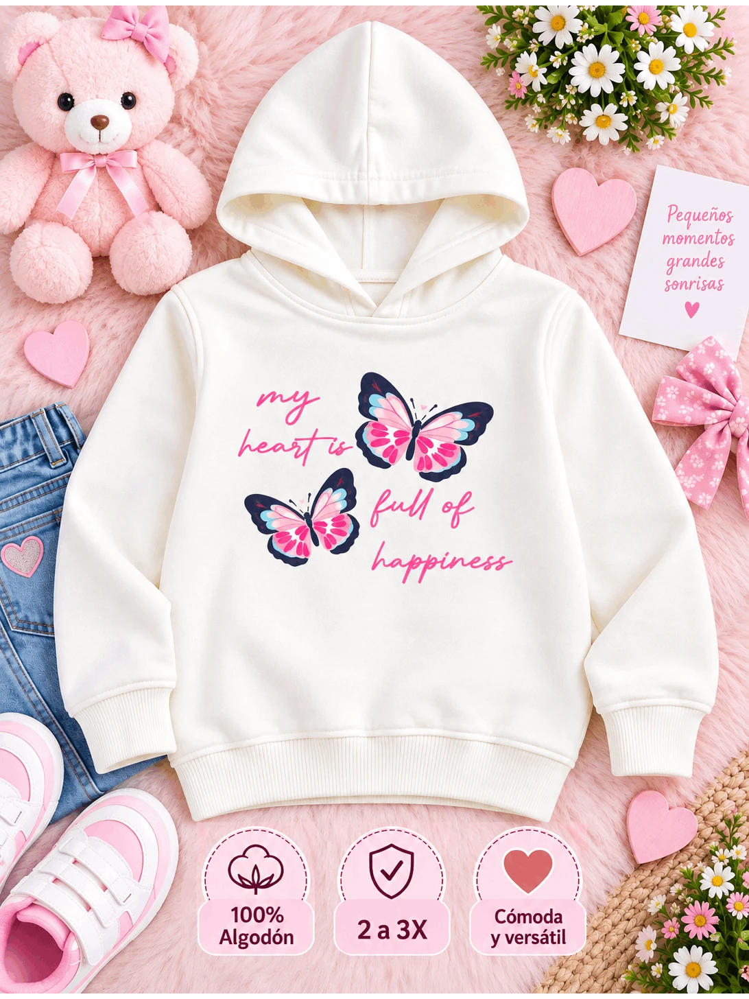 Tween Girls Sweatshirts - Butterfly Vanilla - View 1