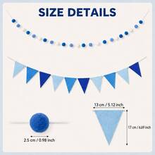 Felt Triangle Bunting And Pom Pom Garland Set, Birthday, Baby Shower, Gender Reveal, Jungle Wildlife Theme Party Decorations - View 2