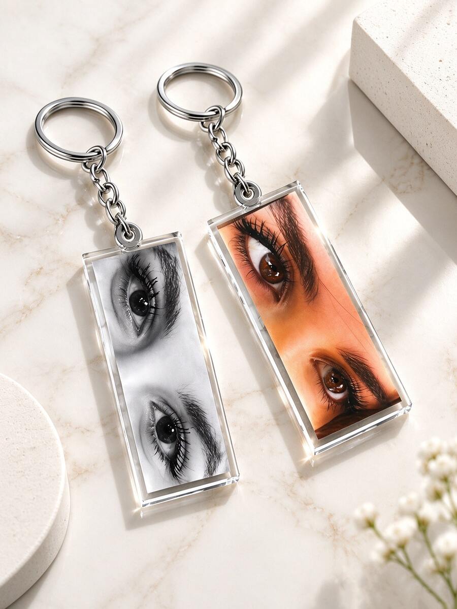 Customized Photo Acrylic Keychain, High-Definition Double-Sided Color Printing, Father's Day/Valentine's Day/Mother's Day Gift, Gift For Dad/Boyfriend/Best Friend, Creative Pendant, Unisex, Personalized Gift - Multicolor - View 1