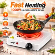 1000W Electric Hot Plate, RAF Single Burner Portable Electric Stove, Adjustable Temperature Control, Compact Countertop Cooking Plate For Apartment Dorm Office, Compatible With All Cookware - White - View 1