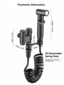 Stainless Steel Toilet Handheld Bidet Sprayer Kit, 2M Flexible Stretch Spring Hose, Adjustable Water Pressure, Multi-Purpose Bathroom Cleaning Spray Gun - A - View 11