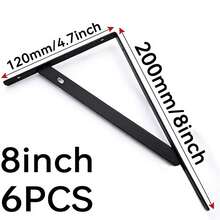 2pcs/6pcs/20pcs Black Triangle Brackets 6"/8"/10"/12" Optional Heavy Duty Metal Shelf Brackets - L-Shaped Brackets For Floating Shelves, Support Corner Brackets For Home And Office - C - View 21