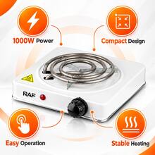 1000W Electric Hot Plate, RAF Single Burner Portable Electric Stove, Adjustable Temperature Control, Compact Countertop Cooking Plate For Apartment Dorm Office, Compatible With All Cookware - White - View 5