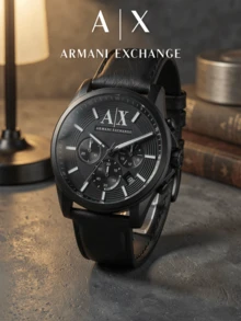 Đồng hồ nam AX2098 Armani Exchange Quartz Chronograph, dây da đen, mặt tròn đen, hiển thị ngày, phong cách thể thao công sở, phù hợp đeo hàng ngày - Một cỡ - Xem 5