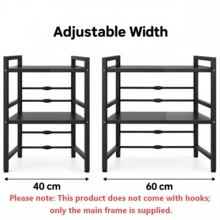 Double Layer Adjustable Microwave Oven Rack Kitchen Counter Storage Shelf - View 5