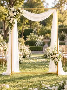 Golden Square Ironwork Wedding Background Arch Frame, Multi-Sized Square Metal Background Frame, Outdoor Wedding Ceremony Party Decoration Support Frame - View 1