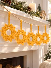 1pc Christmas Mustard Yellow Mini Wreath Hanging Ornament, Round Braided Tassel Christmas Tree Pendant With Hanging Rope, Holiday Decor For Christmas Tree Branches, Christmas Wreaths, Fireplace Mantels, Entryway Door Handles, Bedroom Windows, Living Room Walls, Study, Dining Room, Staircase Railings, Porch, Holiday Gift Boxes, Gift Wrapping, Christmas Tables, Cafe Windows And Christmas Party Decorations - Style 3 - View 7