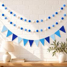 Felt Triangle Bunting And Pom Pom Garland Set, Birthday, Baby Shower, Gender Reveal, Jungle Wildlife Theme Party Decorations - View 8