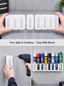 1pc Detachable 8-Hole Wall-Mounted Spray Can Organizer, Portable Aerosol Bottle Holder & Caulk Tube Storage Rack For RV, Garage, Workshop, Home & Shop - 1 Set (8 Slots) - View 3