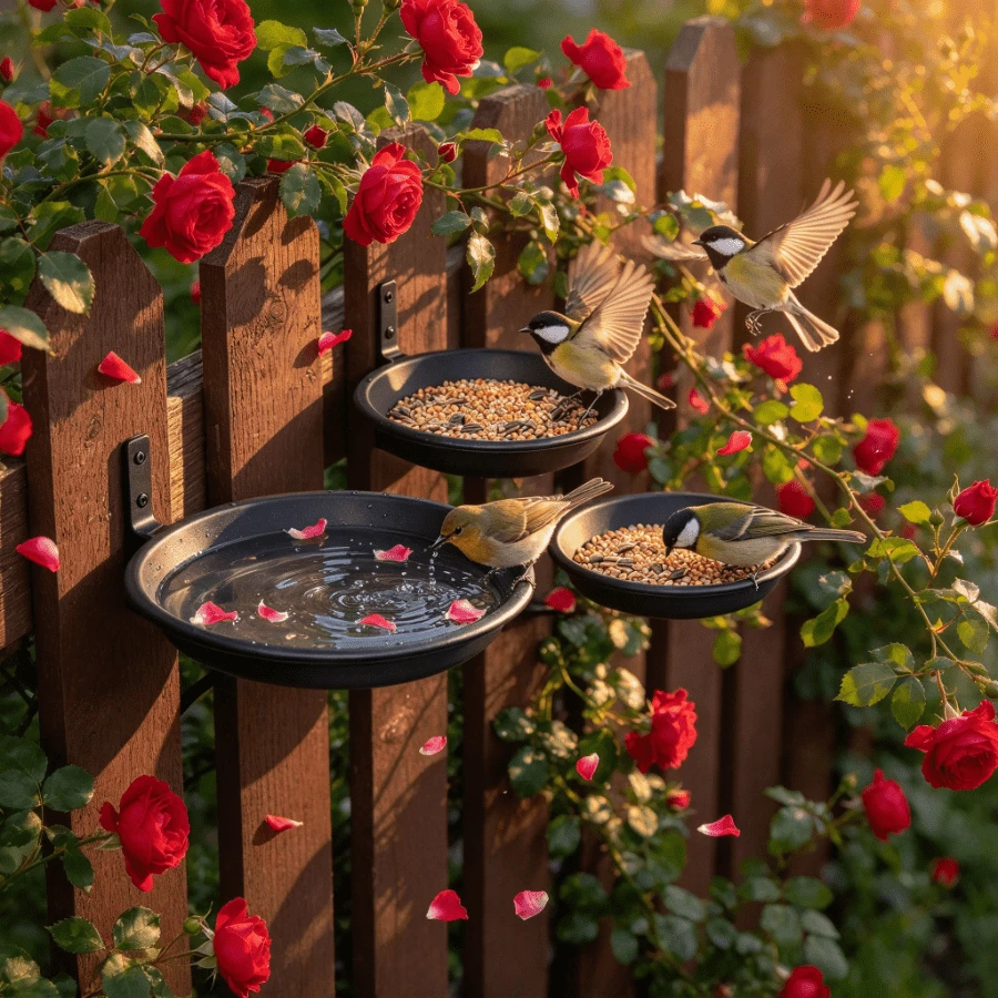 Wall-Mounted Bird Feeder And Bird Bath Set, 3pcs Metal Bird Water Dish ...