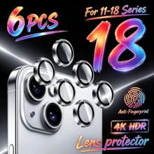 Yezodawee 6件組銀色相機鏡頭保護蓋，超耐用金屬環蓋，相容 iPhone 18 Pro Max 18 Ultra 17 AIR/17 Pro Max，高清晰透明防刮膜，精準貼合，適用於日常保護、戶外探險、旅行、通勤與專業攝影 - 銀色 - 查看 7