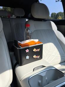 Creative Cute Puppy & Flower Car Cup Holder Tissue Box, Multi-Function Car Armrest Storage Box, Organizer Box - A - View 1