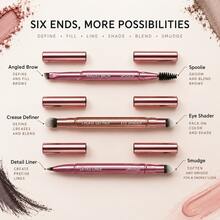 Multi-Functional All-Aluminum Metal Handle Two-In-One Telescopic Eyebrow Brush - Spiral Eyebrow Brush - Side-Swept Eyebrow Powder Brush - For On-The-Go Makeup Touch-Ups - Portable - Eyebrow Grooming Makeup Tool - Pink - View 2