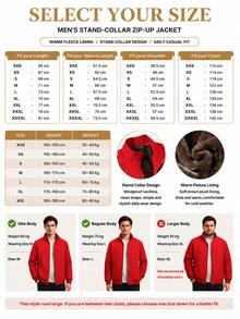 Thermal Lined Jacket, Fashionable, Warm, Casual, Suitable For Men's Daily And Outdoor Sports Wear In Autumn/Winter Red - Red - View 8