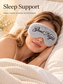 Plush Sleep Eye Mask With Embroidered Letters, Soft Light-Blocking Eye Mask, Suitable For Women, Comfortable Travel Essential, Applicable For Airplane And Home, Cute Bedroom Accessory, Women's Holiday Gift, Travel Camping Sleep Accessory - A - View 10