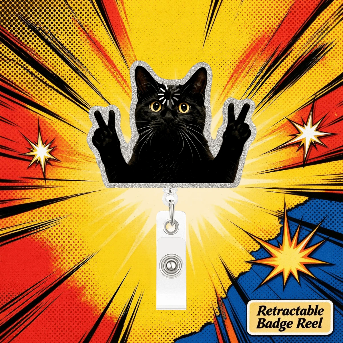 TONAVIETO 1pc Biye Loading Cat Badge Reel Acrylic Retractable Badge Holder Clip With Swivel Alligator Clip For RN LPN CNA MA Medical Worker Teacher Doctor Gifts - Biye Loading Cat - View 1