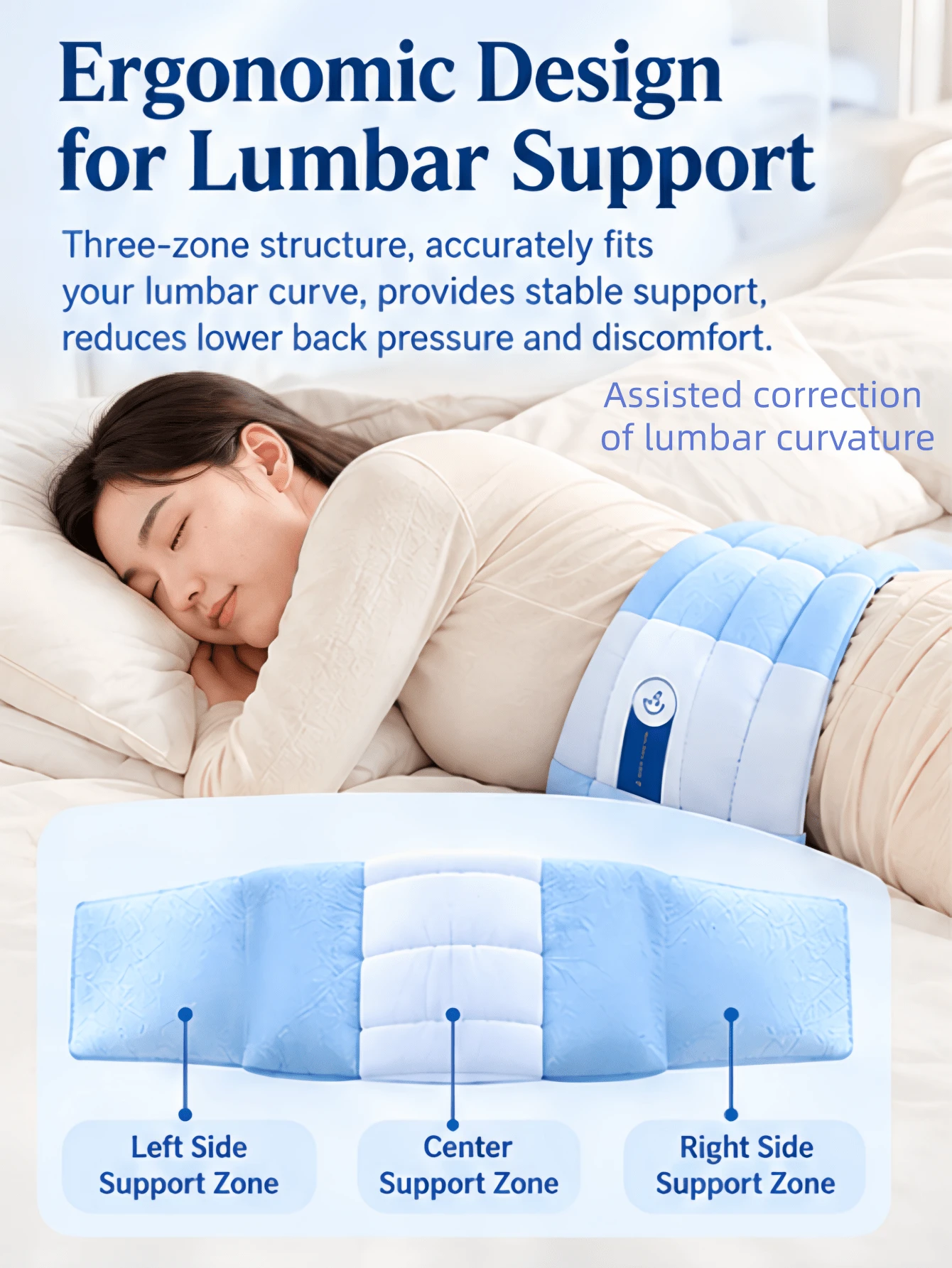 Ergonomic Lumbar Support Pillow, 3-Zone Lower Back Cushion, Helps ...