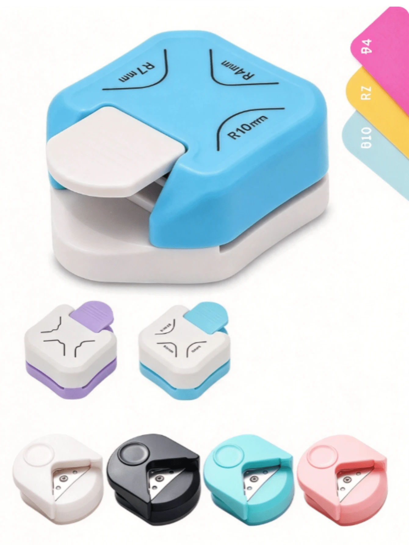 3-In-1 Mini Manual Corner Puncher - Heavy Duty Corner Trimmer And Punch, Compatible With R4/R7/R10mm Dies, For DIY Card Making, Scrapbooking, Paper Crafts - Manual Operation, Portable, Suitable For Hobbyists And Office Use - Multicolor - View 1