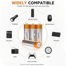 POWERKAN AA Rechargeable Batteries, 1.2V Ni-, Rechargeable Up To 1000 Times + 800mAh Per Cell, Suitable For Consumer Electronics, Remote Controls, Alarm Clocks, And Power Supply For Solar-Powered Garden Lights. - View 4