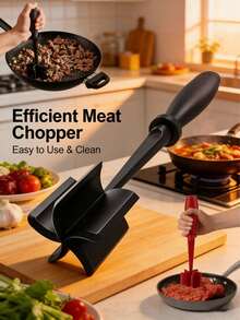 1pc Heavy Duty Heat-Resistant Nylon Meat Mincer, Multi-Functional Burger Press, Made Of Premium Nylon Material, High Temperature Resistant, Durable And Sturdy, For Cooking. Can Process Ground Beef, Make Burger Patties, Also Mix Mashed Potatoes, Can Also Be Used As Meat Tenderizer Tool For Meat And Poultry, Suitable For Various Kitchen Cooking Scenarios. Practical Design, Easy Operation, Quickly Break Up Meat Filling, Flatten Meat Patties, Improve Meal Prep Efficiency. - Multicolor - View 10