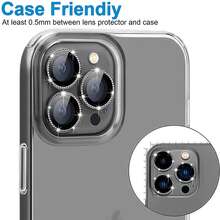 XINHONGYU 10pcs Black Rhinestone Camera Lens Protector Film, Compatible With Phone Duo/Phone 18 Pro Max/Phone 18 Pro/Phone 17 Pro Max, 17 Air, 17 Pro, 16 Pro Max, 16, 15, 15 Plus, 14, 13, 12, 11 Mini Plus Pro Max, 9H Hardness Anti-Scratch Screen Protector, Fashion Accessory, Thoughtful Protective Case - Black - View 6