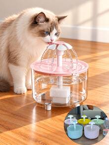 1500ML/50.72oz Cat Water Fountain - Floral Design Automatic Pet Water Dispenser With Circulation Filter, USB Powered (Adapter Not Included), Suitable For Cats And Small Dogs - 1.5L - View 1