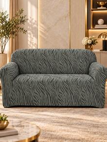 1pc Green Zebra Print Sofa Cover + 1pc Matching Pillowcase Without Filling, Modern High Elasticity Removable Washable All-Season Jacquard Sofa Cover, Autumn/Winter Vibe, Suitable For Patio, Garden, Poolside, Living Room And More Occasions - Multicolor - View 8