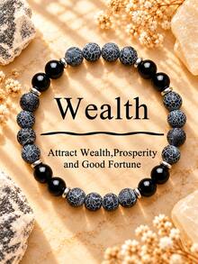 Frosted Weathered Agate Wealth Bracelet, Attract Money, Luck, Prosperity & Success Meditation Retro Jewelry For Women Men, Suitable For Daily Wear - Multicolor - View 1