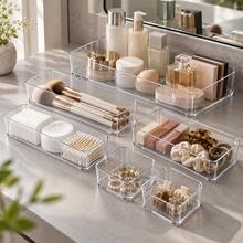 1pc XL/7pcs Set Clear Plastic Drawer Organizer Tray, Transparent Storage Box, Suitable For Cosmetics, Jewelry, Makeup, Office Supplies, Bathroom And Bedroom Drawer Storage - Clear - View 3