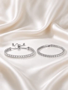 1pc Luxurious Moissanite Tennis Bracelet - 10.5-14ct Lab Created Diamond, Design, Perfect Gift For Men & Women - Geometric Shapes - View 17