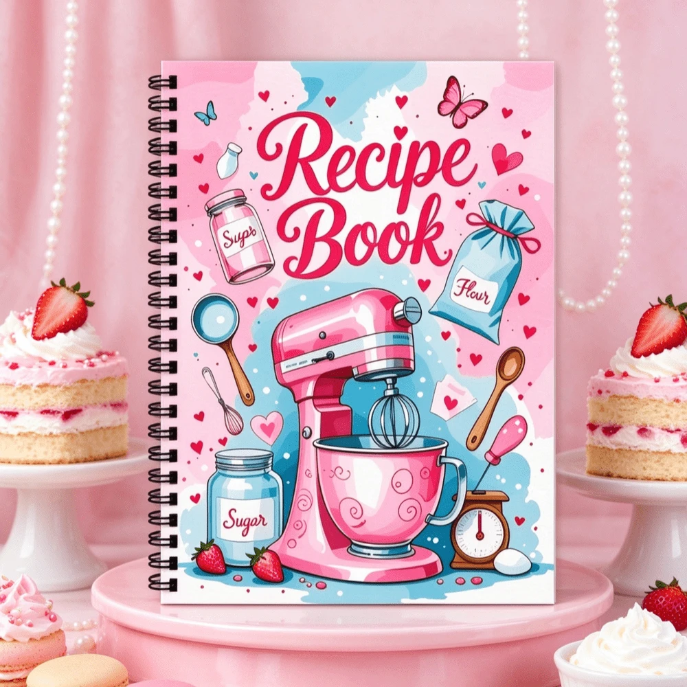 1pc A5 Spiral Bound Recipe Book,Cute Watercolor Baking Mixer Pattern ...