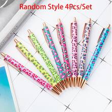 8/4/1pc/Set Cute Shiny Leopard Print Metal Ballpoint Pen, Retractable Click Type, Multi-Color Barrel, Smooth Writing Black Ink Pen, Decorative Desk Stationery Leopard Print Click Pen, Office School Planner Stationery, Gift For Women - Multi-color - View 8