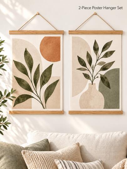 FRAMVIO 2 Pack Magnetic Poster Hanger Frame, Natural Wood Hanging Kit For Canvas Print, Photo & Artwork, Magnetic Wood Wall Frame For Diamond Painting, Easy DIY Poster Hanger, Multiple Sizes Available