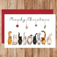 1pc Cute Cat Back View Christmas Greeting Card, Festive Xmas Card For Special Dad, Warm Sentiment Holiday Card, Christmas Gift For Father, Family Xmas Celebration Card - One Size Fits All - View 1
