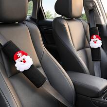 Christmas Car Seat Belt Shoulder Pads, Cute 3D Santa Claus, Reindeer & Snowman Decor, Soft Comfortable Shoulder Strap Protector, Available In Red & Black, Christmas Car Interior Decoration Accessory - A - View 3