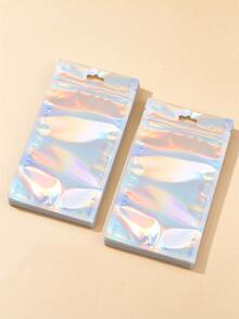 100/30/10pcs Reusable Ziplock Bags, Various Sizes Reusable Ziplock Bags, Transparent Holographic PVC Jewelry Bags, Colorful Plastic Aluminum Foil Bags, Multiple Sizes And Colors Available - Transparent - View 4