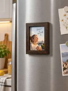 1/2/3pcs Wooden Magnetic Photo Frame For Refrigerator, DIY Fridge Picture Magnet, Rustic Wood Photo Holder, Personalized Memory Display Frame, Magnetic Refrigerator Decor For Kitchen, Home, Office, Travel Photos, Family Pictures & Pet Photos - Multicolor - View 4