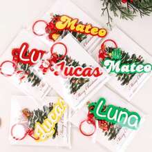 1pc Customized Christmas 3D Printed Keychain, Personalized Name Letter Key Chain, Exclusive Name Pendant, Creative 3D Keychain, Team Gift, Employee Appreciation Gift, Christmas Party Favor, Children's Holiday Gift, Friend's Birthday Gift, Family Commemorative Gift, Personalized Holiday Decoration, Creative Customized Portable Accessory - Multicolor - View 4