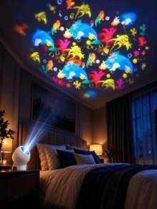 1pc Dynamic Ocean Projection Night Light, LED Decorative Lighting Projector, 360 Degree Rotating Table Lamp, Multi-Angle Projection Light, USB Powered, Indoor Space, Living Room Etc. Soft Light Dynamic Ambient Lighting Lamp - Multicolor - View 3