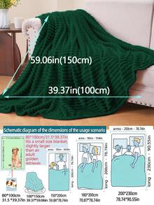 1pc Olive Green Striped Plush Fleece Soft & Cozy Blanket, Suitable For Bedroom & Guest Room, Machine Washable, All Season - Green - View 5