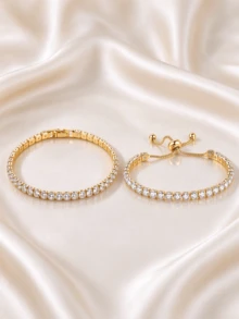 1pc Luxurious Moissanite Tennis Bracelet - 10.5-14ct Lab Created Diamond, Design, Perfect Gift For Men & Women - Geometric Shapes - View 21