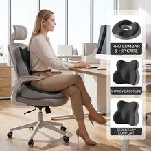 Memory Foam Lumbar Support Cushion And Round Seat Cushion Set, Ergonomic Back Support Pillow To Relieve Pressure On Hips From Office Chair - Lumbar Support Seat Cushion Set - View 11