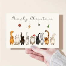1pc Cute Cat Back View Christmas Greeting Card, Festive Xmas Card For Special Dad, Warm Sentiment Holiday Card, Christmas Gift For Father, Family Xmas Celebration Card - One Size Fits All - View 7