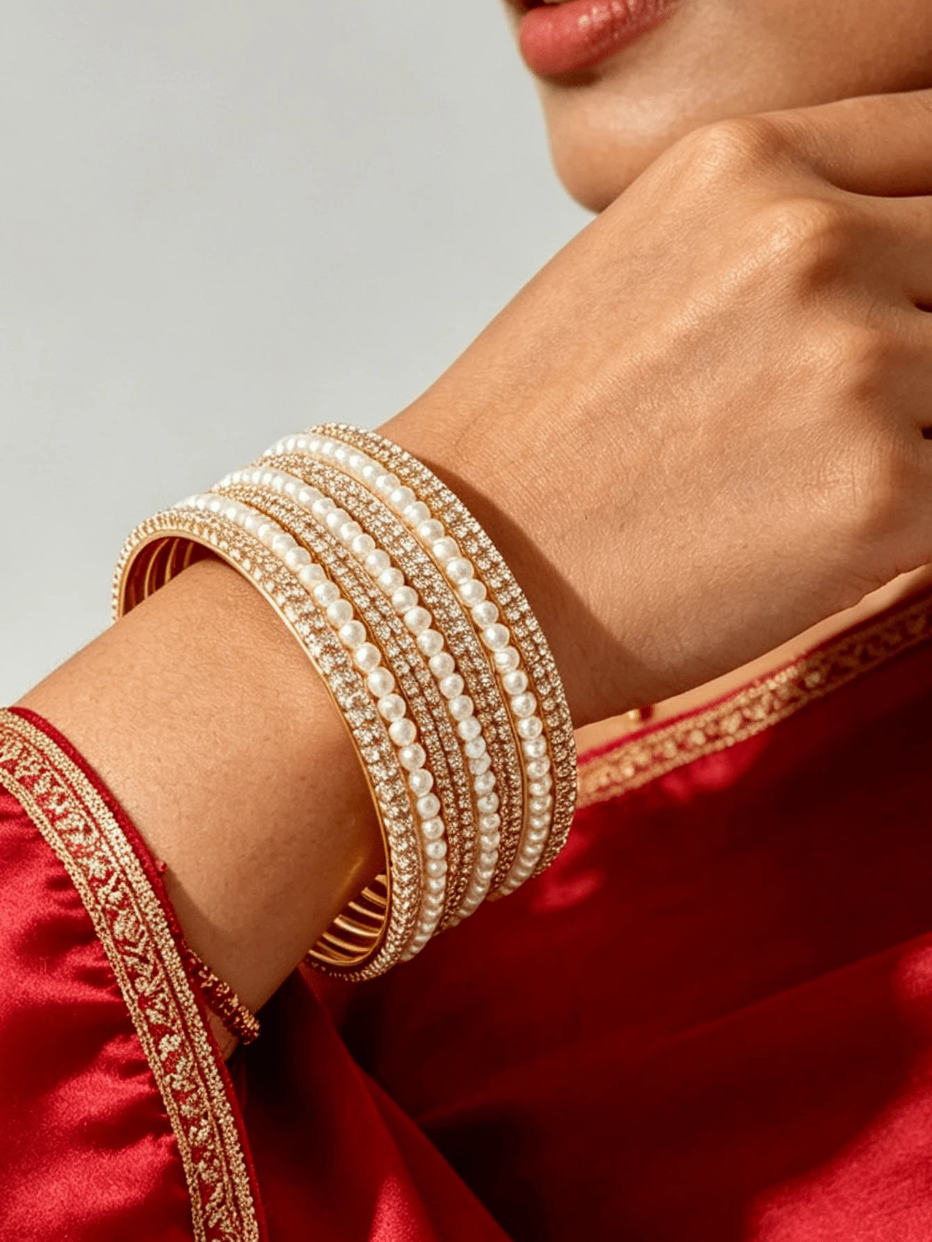 6pcs/Set Elegant Faux Pearl Bracelets Bohemian Style Women's Jewelry, Suitable For Daily Wear, Wedding, Party Accessories