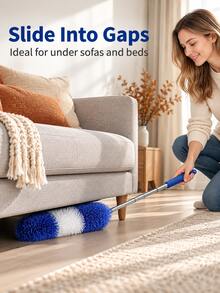 Modern Microfiber Extendable Duster, Gray White Fluffy Dusting Head With Telescopic Metal Pole And Non Slip Grip, Washable Static Dust Collector For Ceiling Fans, High Corners, Wall, Shelves, Home Cleaning, Spring Cleaning, Fall Winter Housework - Multicolor - View 6