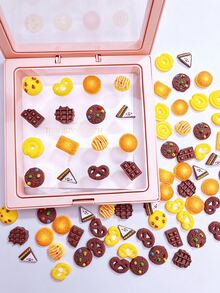 30pcs Random Mixed Cookie Nail Art Charms, Versatile Chocolate Sandwich Shaped Nail Decoration DIY Accessories - Multicolor - View 2